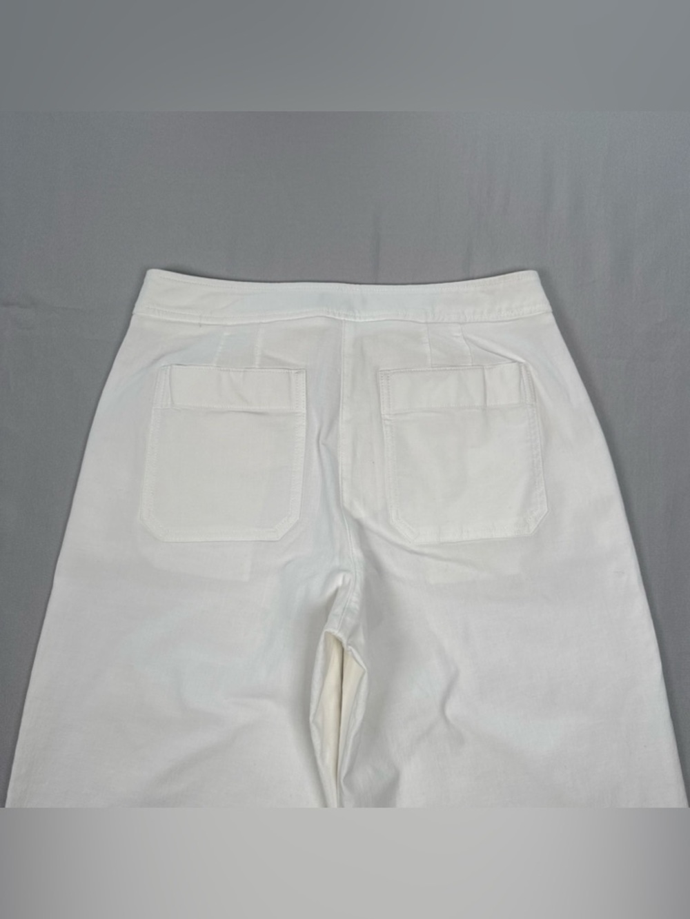 Talbots Sailor Gold Buttons Wide Leg Pants Women 6 Ivory Nautical Cotton Blend - Picture 5 of 7